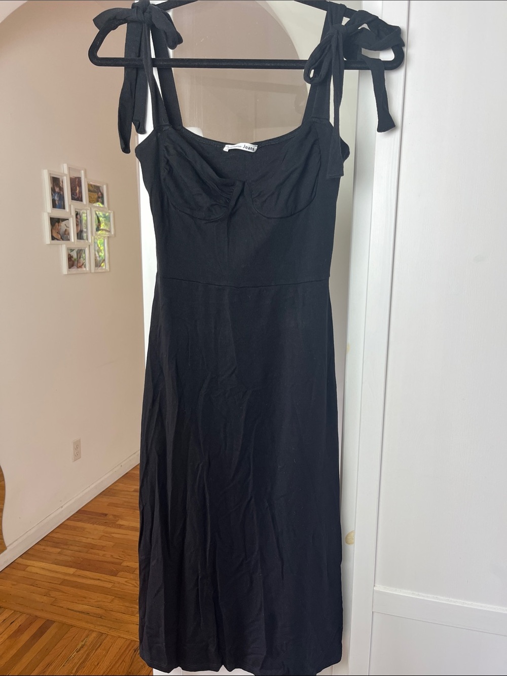 Reformation Black Tie-Shoulder Midi Dress